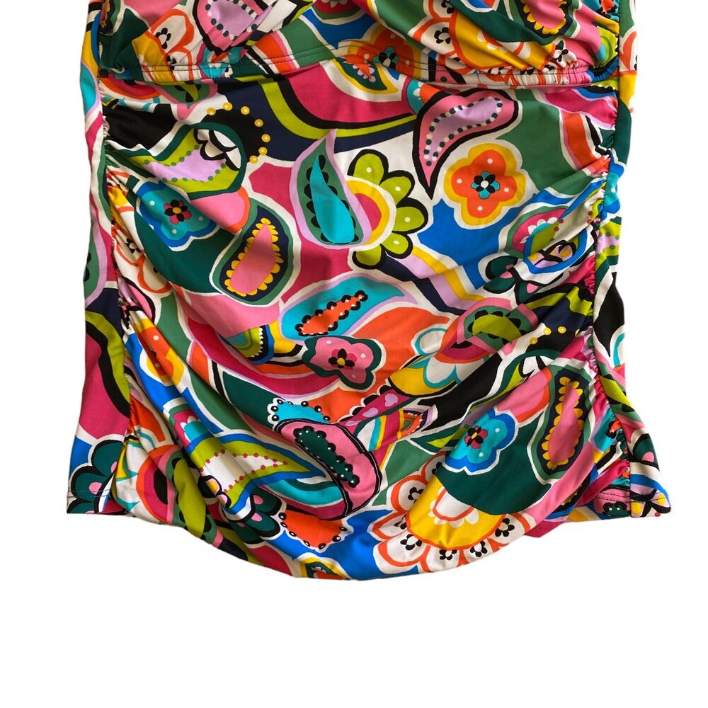 Bleu Rod Beattie Retro Paisley & Floral Tummy Control Strapless Tankini Top-6 - Picture 5 of 14